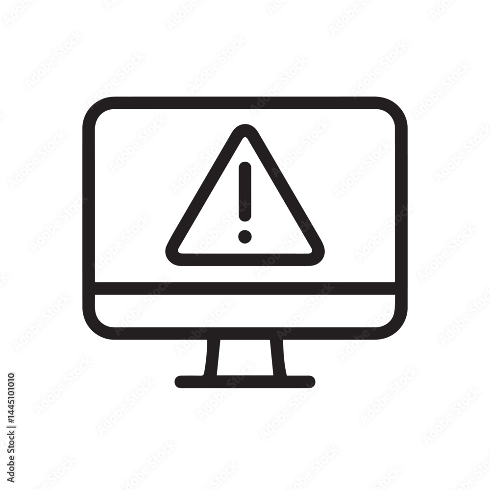 Poster alert on display: a minimalistic, eye-catching icon portrays a computer monitor displaying an alert 