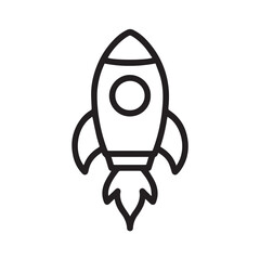 Rocket Icon Soaring High: A sleek, minimalist rocket icon ascends gracefully, symbolizing innovation, progress, and the boundless spirit of exploration. It embodies dreams of reaching new heights