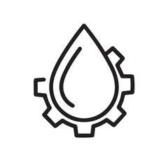 Water Drop and Gear Icon: A minimalist illustration showcases a water drop encapsulated within a gear, symbolizing water's significance in industry and technology.