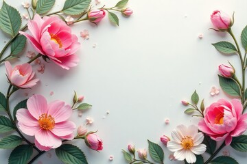 Fototapeta premium Subtle floral damask, delicate blossoms & acanthus leaves, print, white, vintage