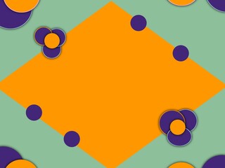 Orange Frame With Purple Flower Decoration In Green Background