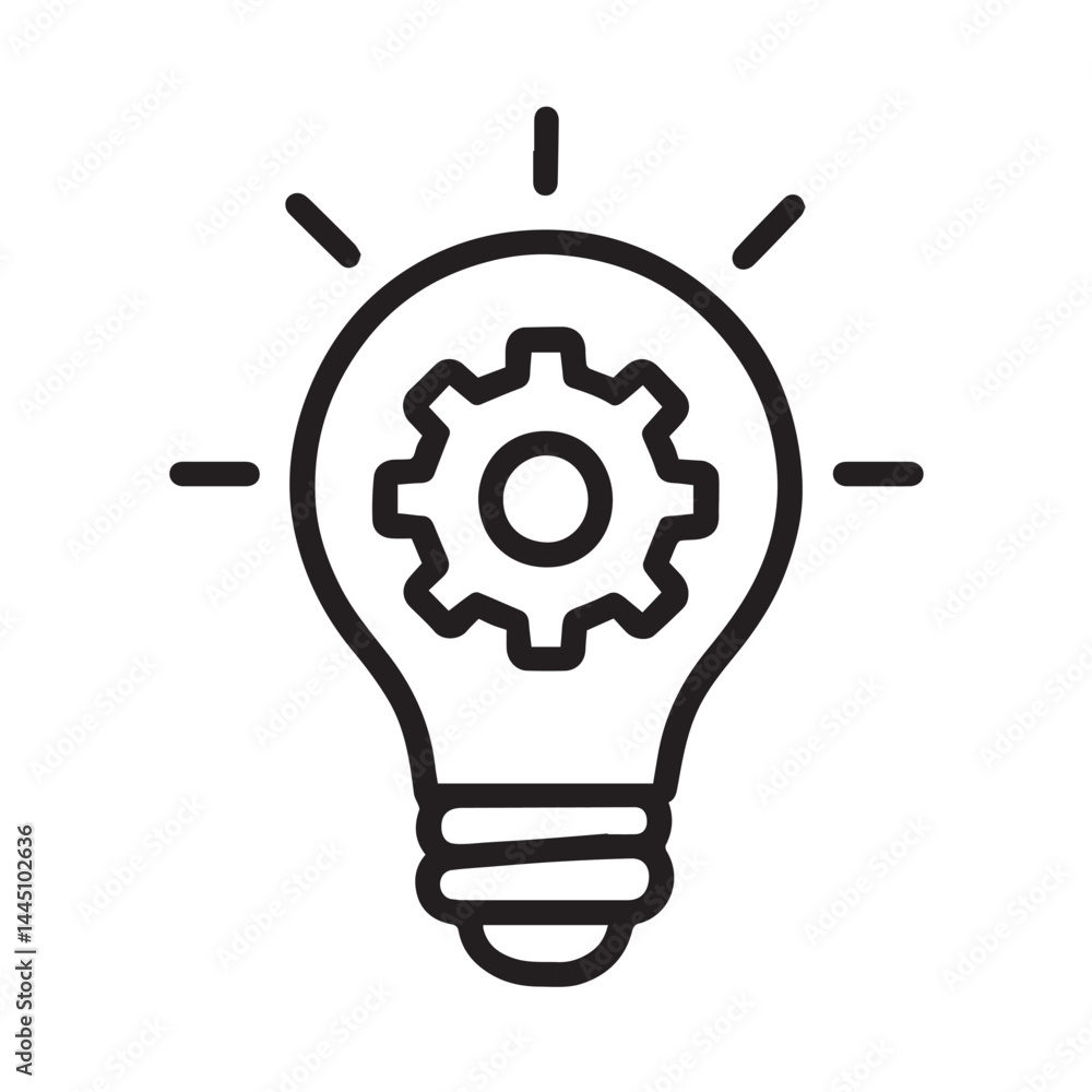 Poster idea in a nutshell: a radiant lightbulb encasing a cogwheel, symbolizing the spark of ingenuity, pro