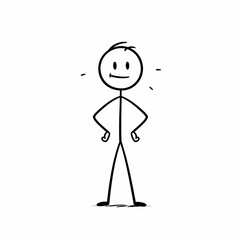 Stick Figure Standing with Hands on Hips Cartoon