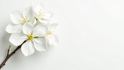 Obraz premium Delicate white blossoms against pure white backdrop, blossom, bloom, floral