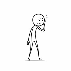 Stick Figure Touching Head Feeling Unwell or Stressed
