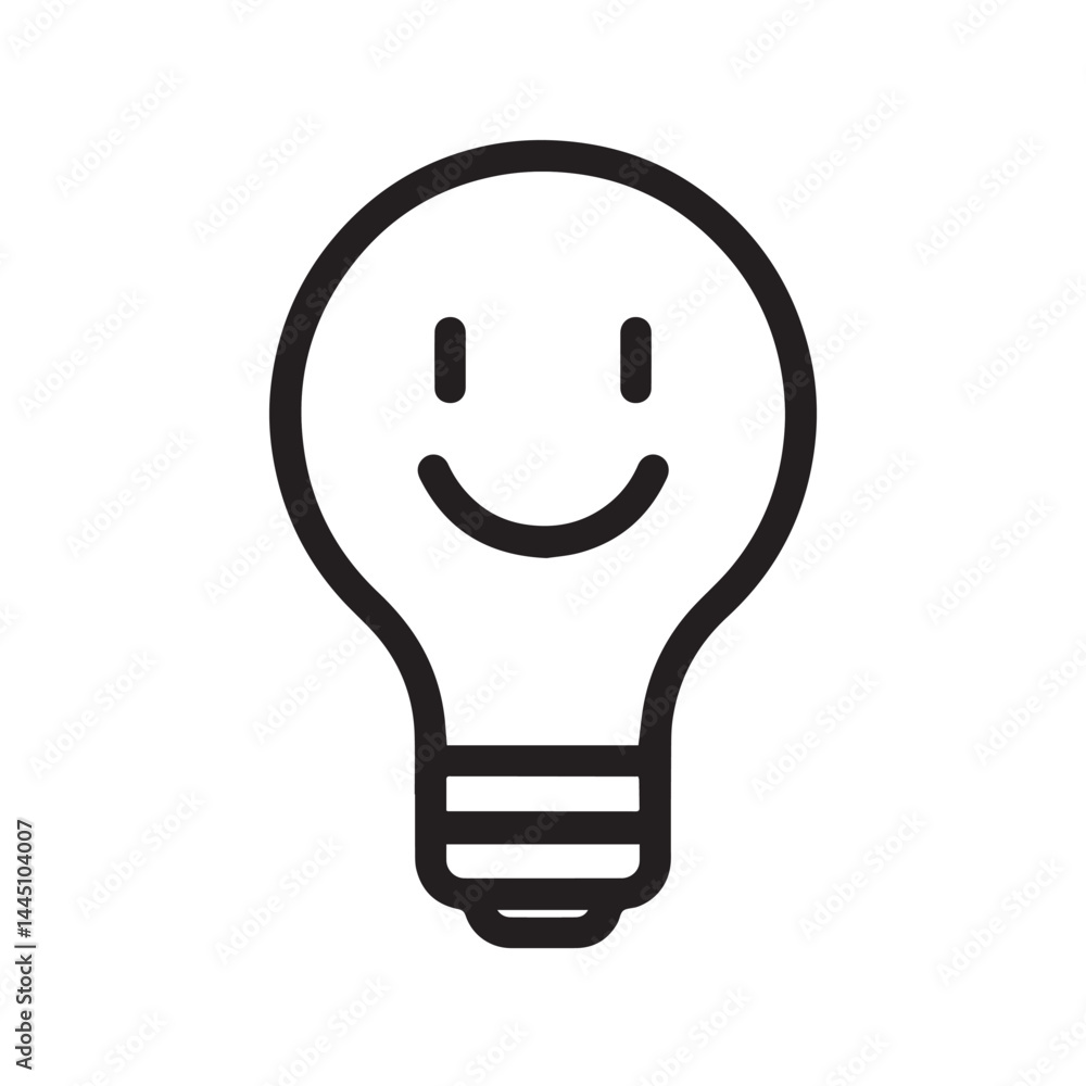 Poster smiling lightbulb: a simple yet powerful illustration of a lightbulb with a smiling face, symbolizin