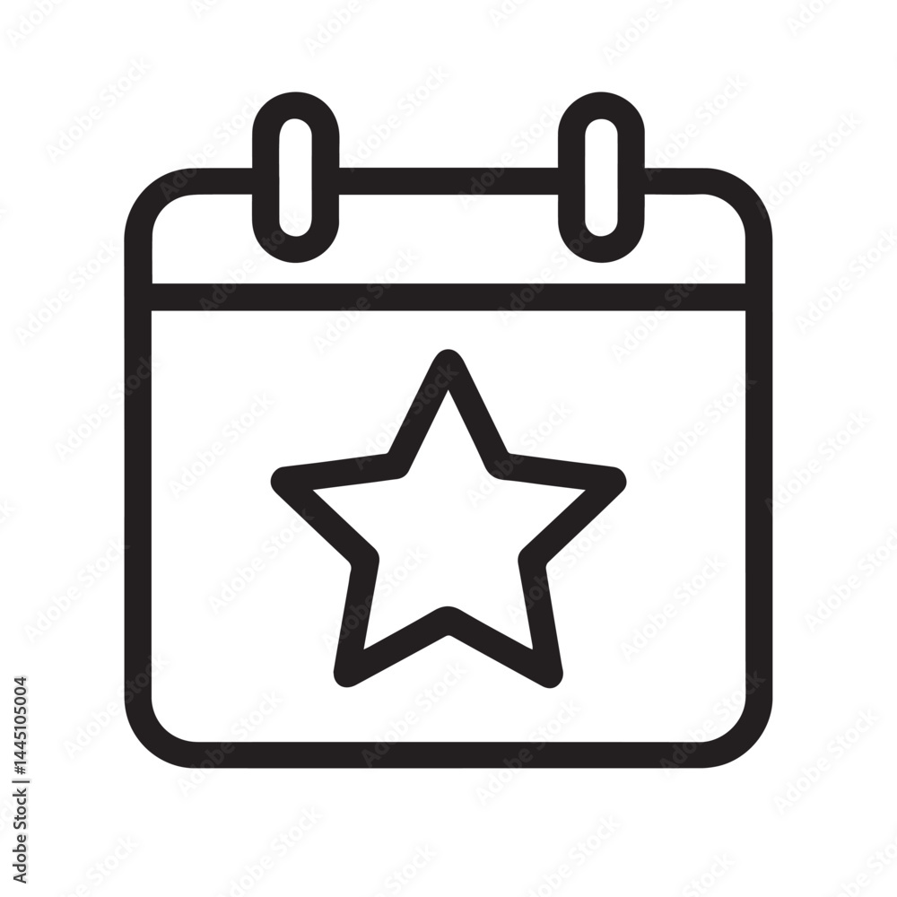 Poster calendar star icon: a simple yet striking icon featuring a calendar with a star inside, symbolizing 