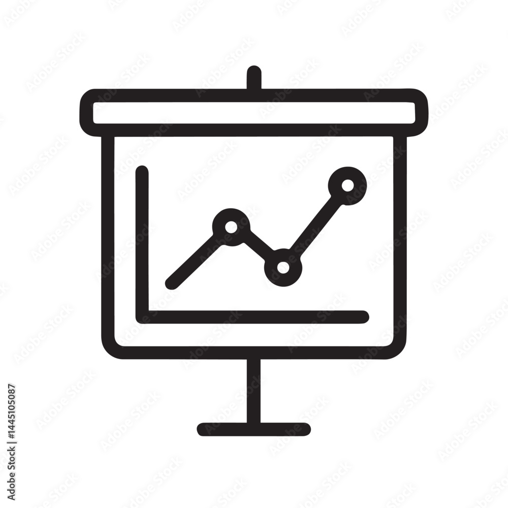 Poster ascending graph on projector: depicting a steady upward trend, this clean image showcases a projecto