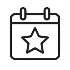 Calendar Star Icon: A simple yet striking icon featuring a calendar with a star inside, symbolizing important dates or special events. Perfect for scheduling apps, planners, and websites.