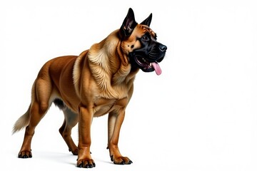 Obraz premium Majestic mastiff, powerful stance, white background, illustration, eyes