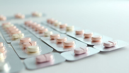 Primer plano de diferentes pastillas en blísteres