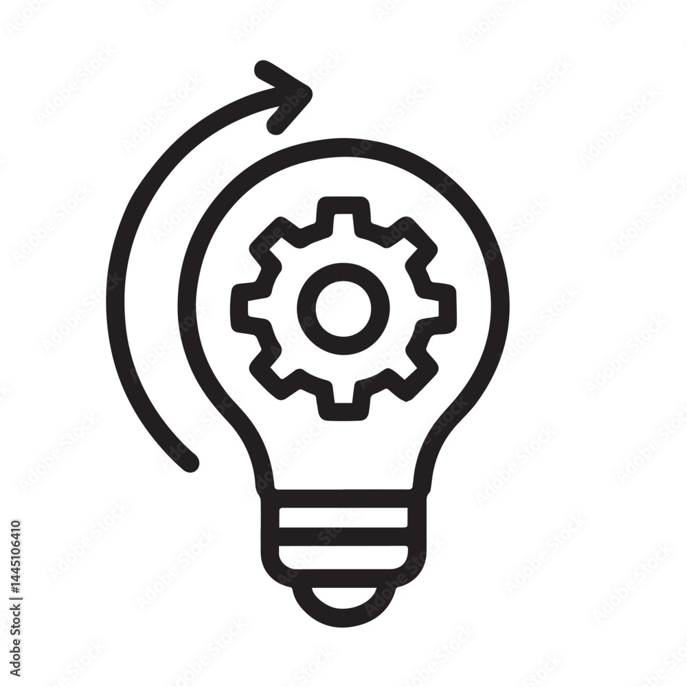 Poster idea in motion: conceptual illustration showcasing innovation. a lightbulb combined with gears repre