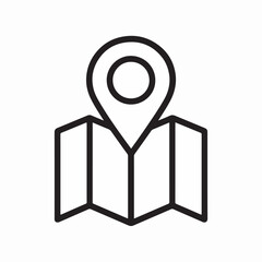 Location Pin on Folded Map: A minimalist icon depicting a location pin on a folded map. It signifies the concept of direction, navigation, and discovery, ideal for web design, app interfaces.