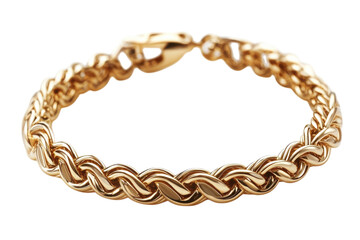 Luxurious gold braided bracelet gleaming against a bright white background showcasing exquisite