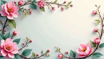 Fototapeta premium Subtle floral damask, delicate blossoms & vines, delicate, subtle, surface