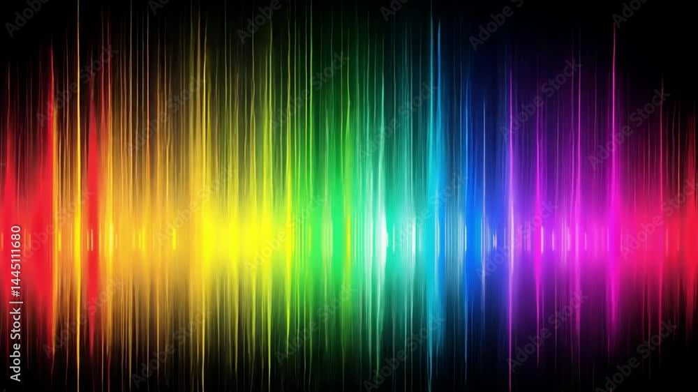 Poster colorful sound wave pattern vibrant visual design of audio frequencies and rhythm, showcasing dynami