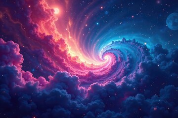 Abstract swirling nebula texture Seamless cosmic backdrop , infinite, abstract