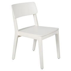 A white wooden chair with a square seat and a rectangular backrest, isolated on a transparent background