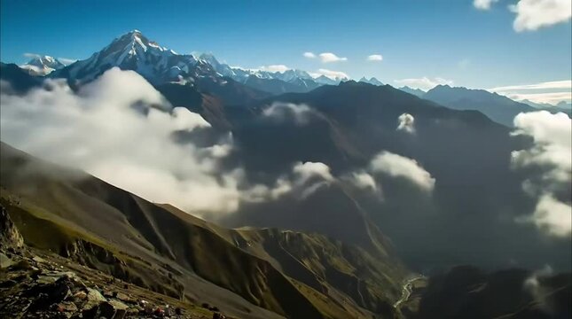 Clouds Evolving Over Mountain Peaks &ndash; Time-Lapse Landscape Video