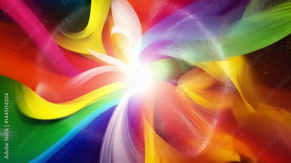 Poster vibrant colors swirl in dynamic explosion of hues, creating abstract design that radiates energy and