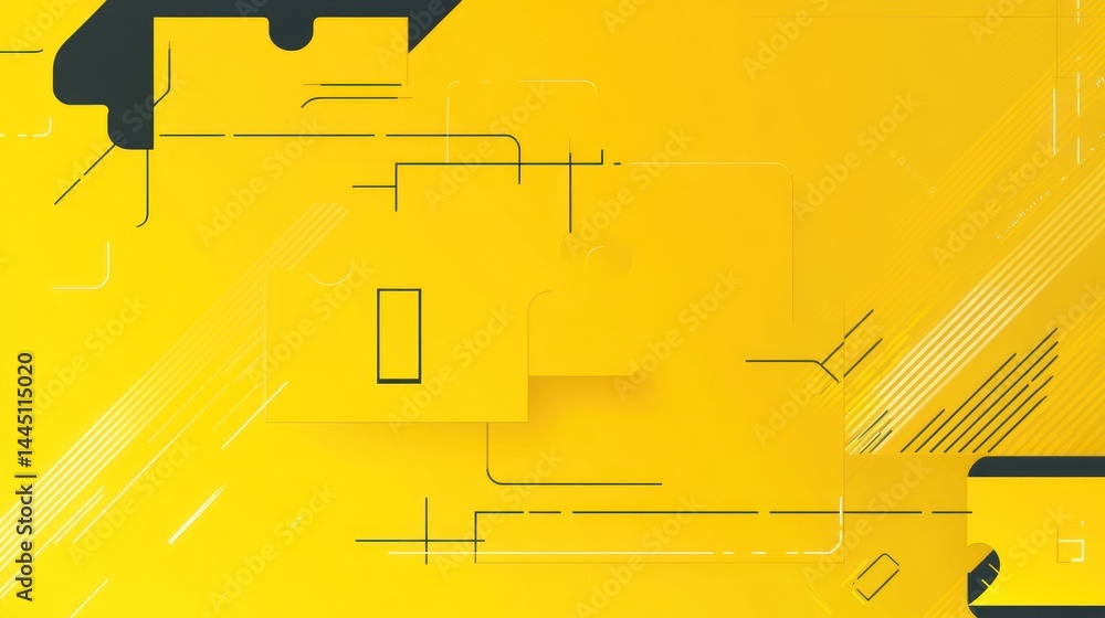Poster abstract yellow tech background; circuit lines; website banner