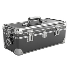 Sleek Black Metal Tool Box with Chrome Accents,