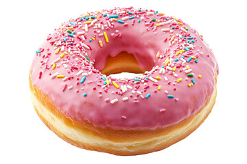 Delicious Pink Donut with Sprinkles Sweet Treat Bakery Food Dessert