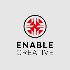 Initial letter e abstract with circle logo design template inspiration