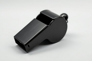 Classic black plastic whistle, simple design, clean background , tool, emergency