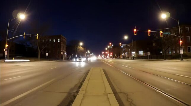 Empty Street Traffic Lights Changing &ndash; Minimalist Time-Lapse