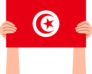 Woman's hand holding the Tunisia flag 