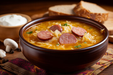 Hearty Slovak Kapustnica – Smoky Sausage & Sauerkraut Soup