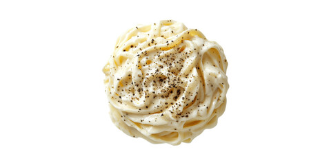 Creamy Fettuccine Alfredo Pasta With Black Pepper Garnish. Italian Cuisine Delight Isolated On Transparent Background