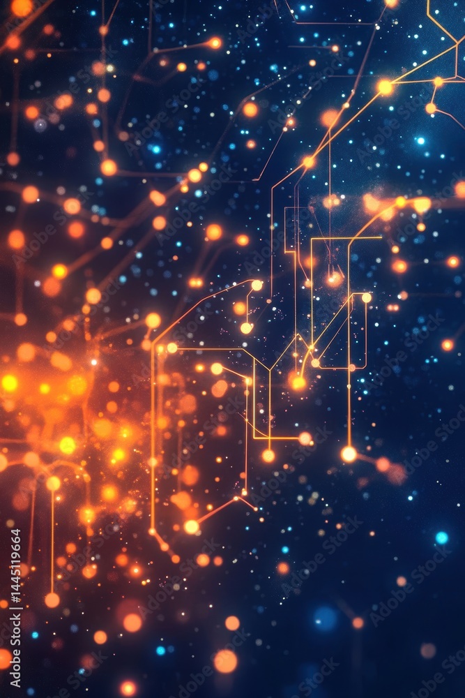 Poster luminous electronic circuitry in digital space captivating abstract data network visualization