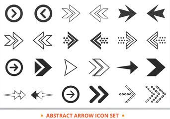 Abstract Arrow Icon Set for Directional Navigation, Business, Ecommerce, Finance, Accounting. Big Set Icons Collection.