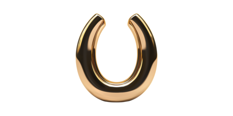Golden Horseshoe. Symbol Of Luck And Prosperity In Minimalist Design Isolated On Transparent Background