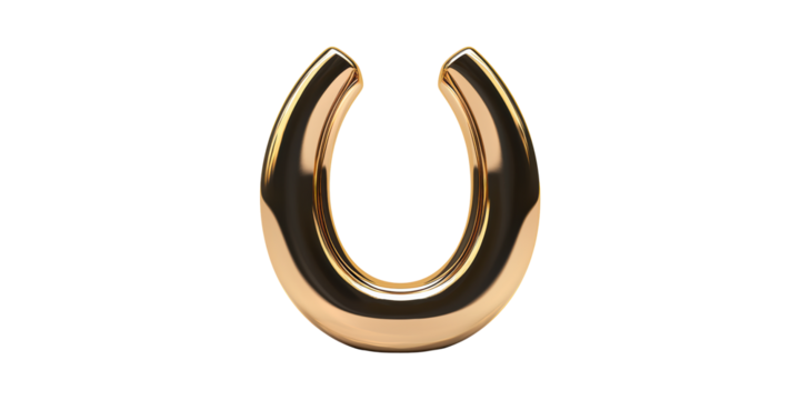 Golden Horseshoe. Symbol Of Luck And Prosperity In Minimalist Design Isolated On Transparent Background