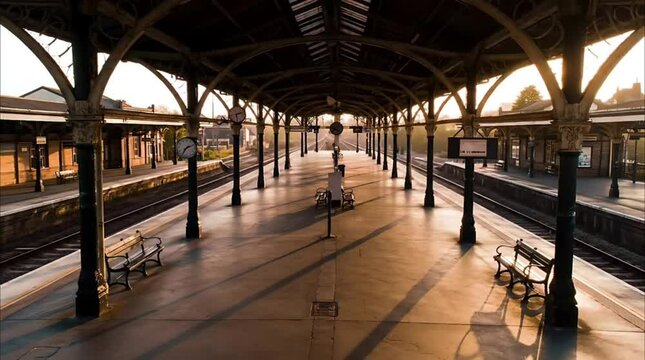 Deserted Train Station Platform &ndash; Urban Isolation Time-Lapse