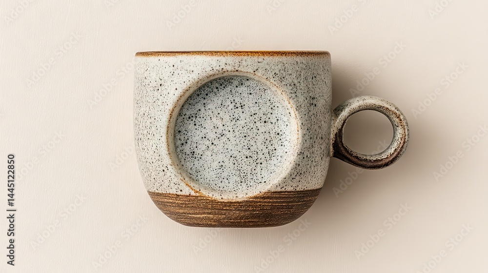 Poster artistic ceramic mug with a unique design and a comfortable round handle