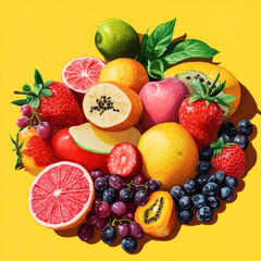 Colorful fruit display vibrant healthy eating
