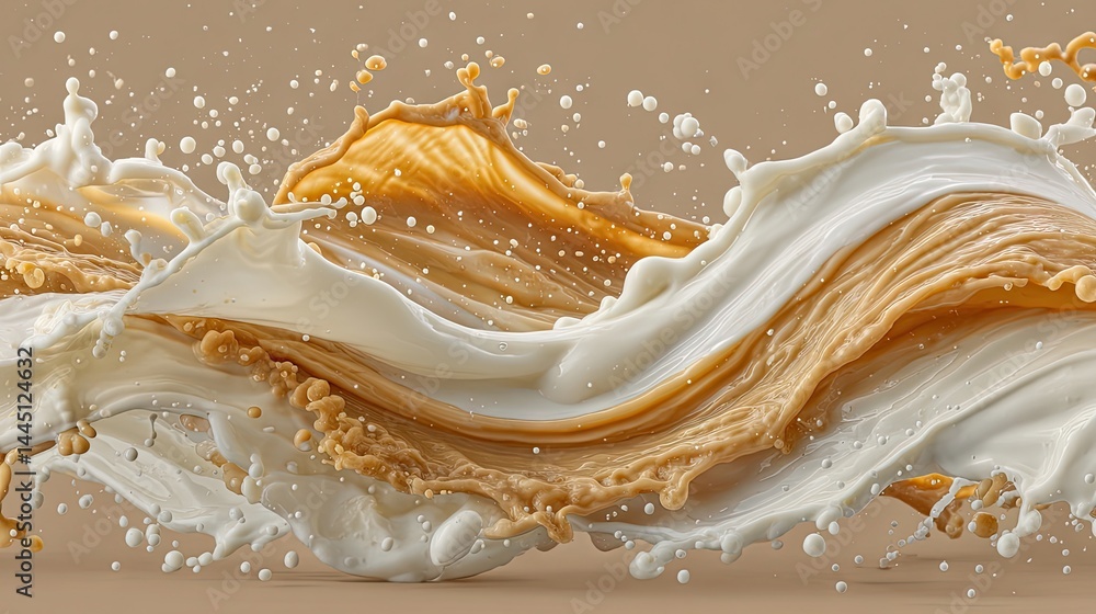 Aufkleber artistic splash of creamy coffee drink with milk, creating a dynamic abstract design