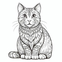 Obraz premium An intricate and beautiful illustration of a cat with decorative patterns and a calm expression
