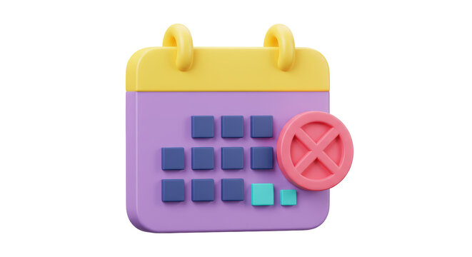 Isolated Calendar with Cancel Sign