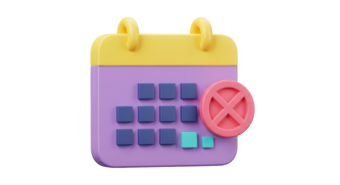 Isolated Calendar with Cancel Sign