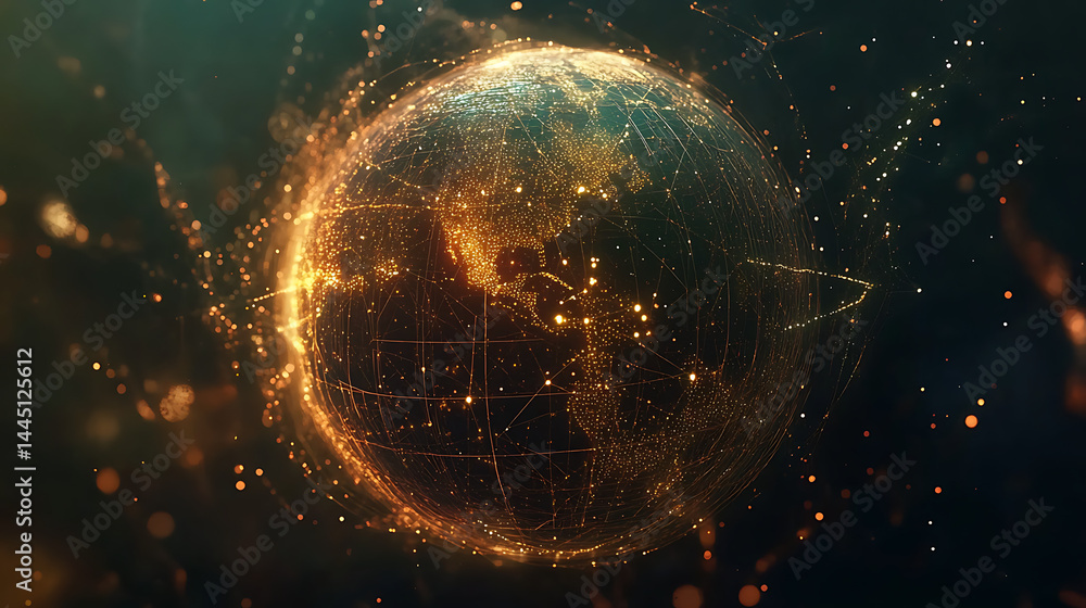 Canvas Prints planet earth in space , binary code technology , glowing sphere on black background