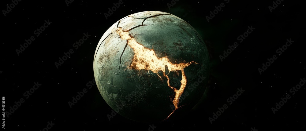Wall mural a planet with a large crater in the middle of it