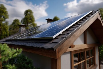 Solar Panel on Roof of House