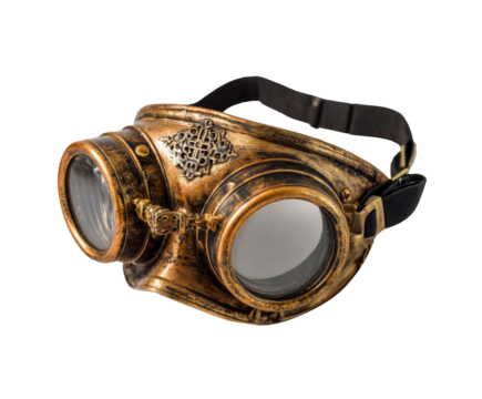 Antique brass vintage steampunk goggles with intricate design