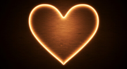 Glowing heart shape, warm orange outline on dark background