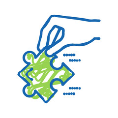 hand hold puzzle detail icon doodle illustration